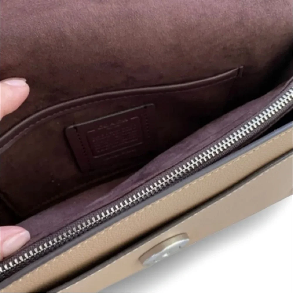 Coach Tabby Leather Taupe Crossbody Shoulder Bag